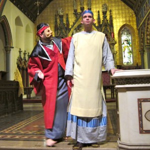 Daniel Neer as The Tempter (left) with Christopher Preston Thompson as The Younger (Prodigal) Son.