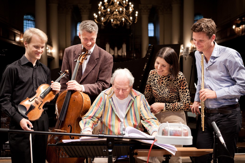 Maria Prinz with Sir Neville Marriner and musicians ((Flute, Violin and Cello) from the Vienna Philharmonic 