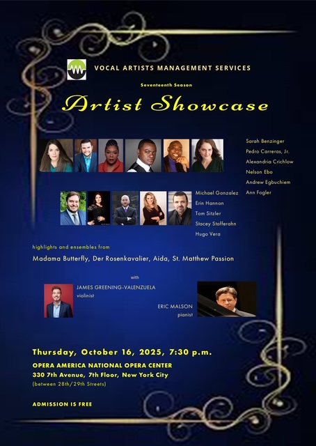 Vocal Artists Management Services (VAMS) presents Seventeenth Season Artist Showcase in Review